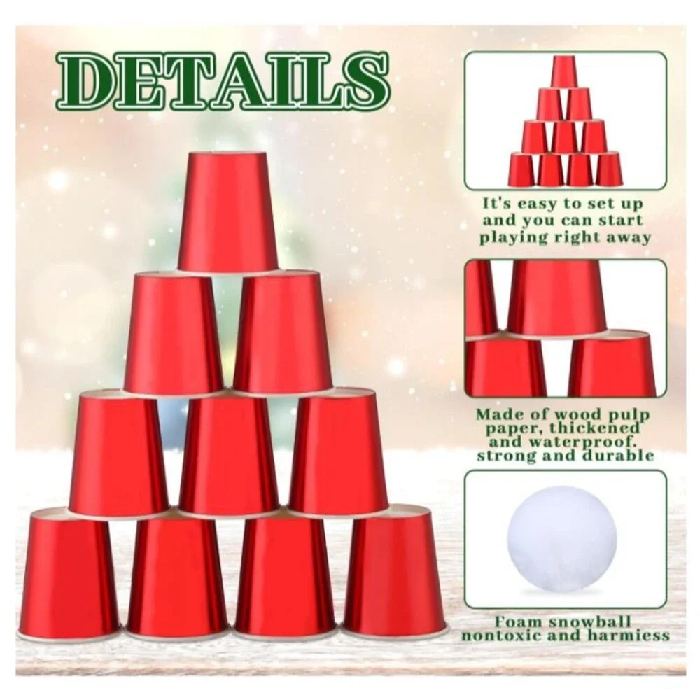 Christmas Reindeer Hooves Snowball Toss Game 210pcs Indoor Party